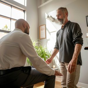a chiropractor helping a patient recover from a car accident