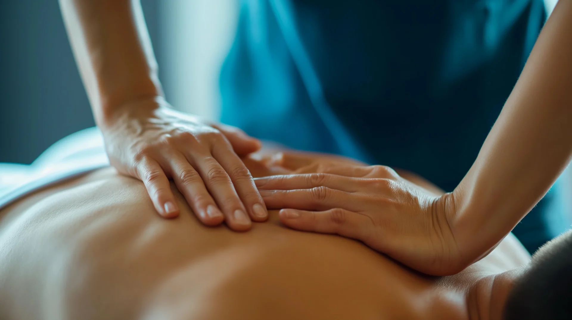A chiropractor doing an adjustment on a client