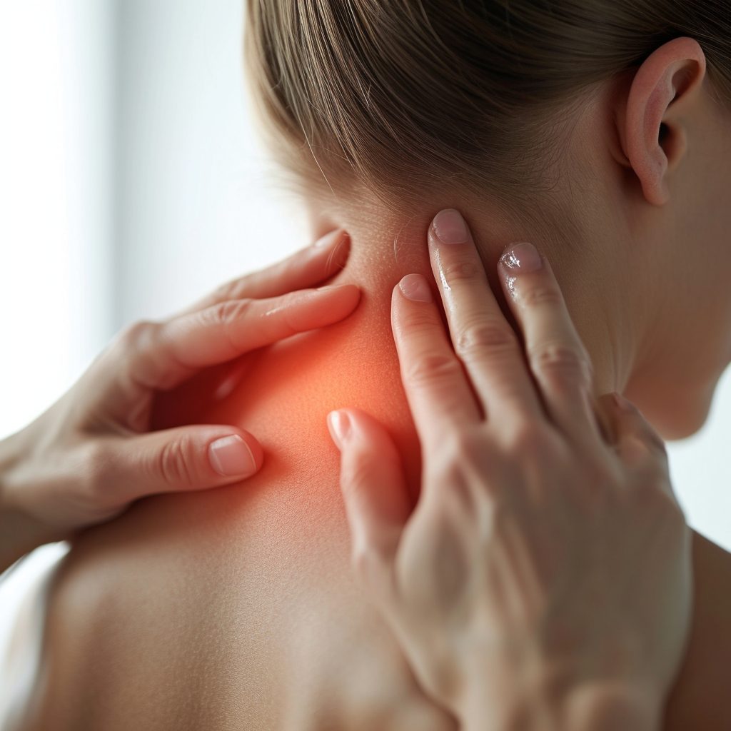 A person struggling with neck pain