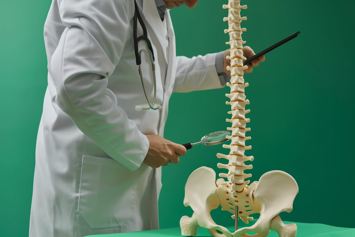 A Green Hills, TN Chiropractor inspecting a skeletal structure