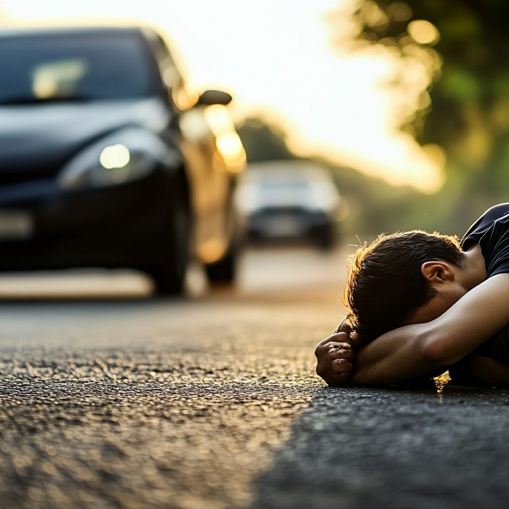 A person shaking after a car accident